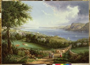 Uitzicht op de Hudson River nabij Sing Sing, New York, ca. 1850