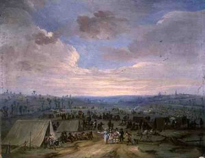 Een Cavaleriekampement door Robert van den Hoecke