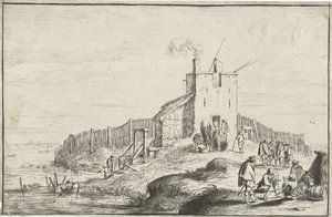 Klein fort aan een rivier door Robert van den Hoecke