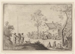 Soldaten rond een kookpot door Robert van den Hoecke