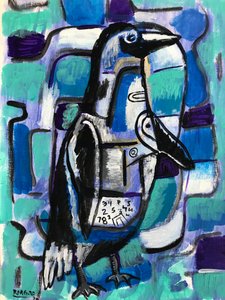 Bevroren pinguïn, c.2020 (acryl op papier)