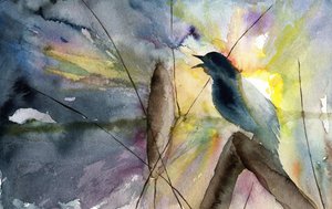 Zingende vogel bij zonsopgang door RodMacIver