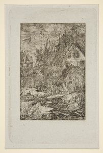 Dorpsingang (Rieten Huisjes) door Rodolphe Bresdin