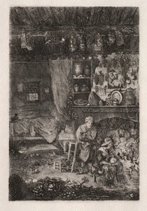 Vlaams interieur, 1856-66 door Rodolphe Bresdin