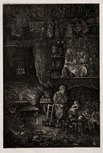 Vlaams Interieur, 1856 door Rodolphe Bresdin