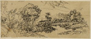 Landschap aan de westkust door Rodolphe Bresdin