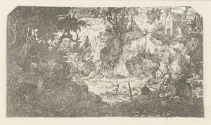 Landschap met rustende reizigers
