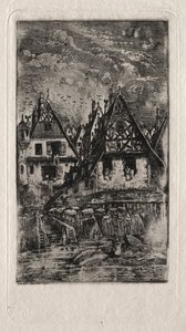 Marktplaats met parasols, 1866 door Rodolphe Bresdin