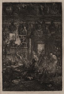 Moldavisch Interieur, 1865 door Rodolphe Bresdin