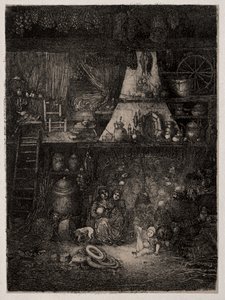 Boereninterieur in de Haute-Garonne door Rodolphe Bresdin