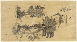 Studieblad met palmbomen in twee groepen door Rodolphe Bresdin
