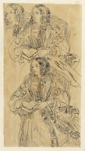 Studieblad met zittende dame door Rodolphe Bresdin