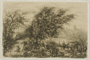 Bomen buigen in de wind door Rodolphe Bresdin