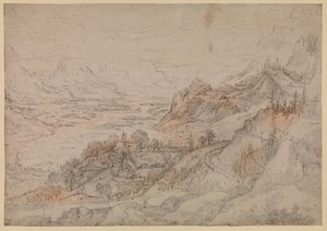 Berglandschap - Inn Valley in Tirol, 1607 door Roelandt Jacobsz. Savery