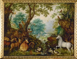 Orpheus tussen de dieren (schilderij op koper)