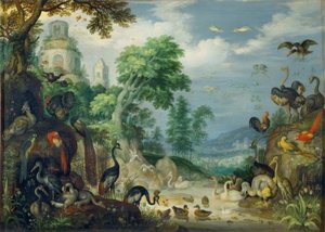 Landschap met vogels door Roelandt Savery