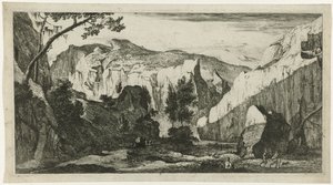 Berglandschap met rotsen (Tiroolse landschappen) door Roelant Roghman
