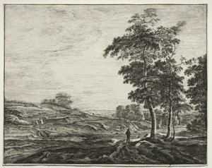 Zes uitzichten in het bos van Den Haag: boer gezien van achteren door Roelant Roghman