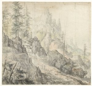 Berglandschap met waterval