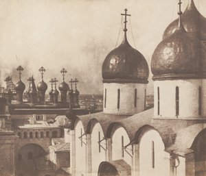 Moskou, koepels van kerken in het Kremlin door Roger Fenton