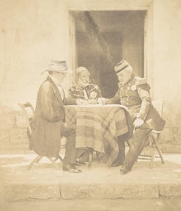 De Oorlogsraad op de Ochtend van de Inname van de Mamelon. Lord Raglan, Omar Pasha, M..., 1855 door Roger Fenton