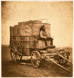 De fotografenwagen met Marcus Sparling op de Krim, 1855 door Roger Fenton