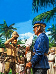 Henry Stanley begroet David Livingstone door Roger Payne