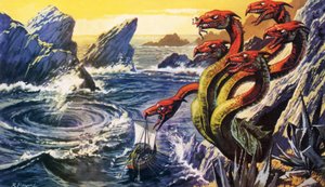 Scylla valt het schip van Olysseus aan