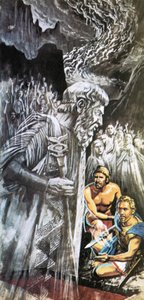 Tiresias waarschuwt Odysseus voor de toekomst door Roger Payne