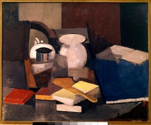 Stilleven met boeken en kaarten door Roger de La Fresnaye