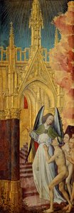 De goeden die naar de hemel worden geleid, detail van Het Laatste Oordeel, ca. 1451 door Rogier van der Weyden
