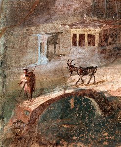 Een man met zijn geit (fresco) door Roman