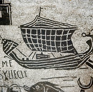 Een schip uit Alexandrië in de haven van Ostia