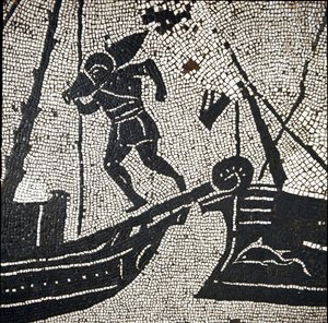 Een schip uit Cagliari keert terug naar de haven van Ostia door Roman