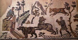 Berenjacht (mozaïek, 4e eeuw v.Chr.) door Roman