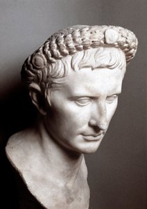 Buste van de Romeinse keizer Augustus (Gaius Julius Caesar Octavianus) (63 v.Chr.-14 n.Chr.) Rome, Musei Capitolini door Roman