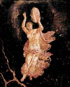 Danseres met tamboerijn (fresco) door Roman