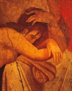 Detail van fresco met Geseling, Tweede Pompeiaanse Stijl, uit Villa van Mysteries, Pompeii, Campania, Romeinse Beschaving door Roman