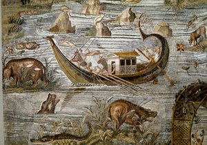 Detail van het Nilotische mozaïek van Preneste (Palestrina) uit het heiligdom van de godin Fortuna Primigenia, 80 v.Chr.