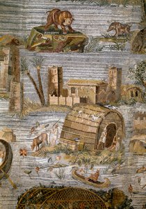 Detail van het Nilotische mozaïek van Preneste (Palestrina) uit het heiligdom van de godin Fortuna Primigenia (detail)