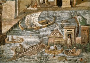Detail van het Nilotische mozaïek van Preneste (Palestrina) uit het heiligdom van de godin Fortuna Primigenia (detail)