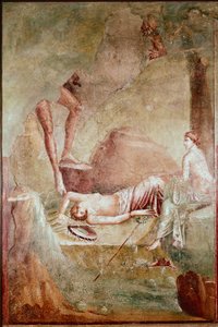 Dronken slapende maenade (fresco)