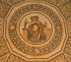 Erotisch vloermozaïek, Villa Romana del Casale, Piazza Armerina, Sicilië, Italië (foto) door Roman