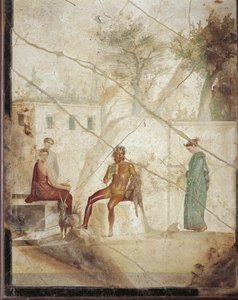 Fresco van Pan en nimfen uit Pompeii, Italië