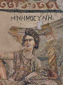 Funerair symposium, uit de necropolis van Antiochië, laat 4e eeuw na Christus (mozaïek) (detail) door Roman