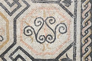 Geometrisch patroon van de Via san Rocchino domus, 2e eeuw na Christus (mozaïek) door Roman