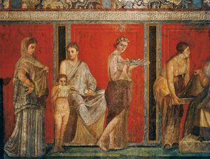 Inwijdingsrituelen van de cultus van Dionysus, fresco uit de Villa Dei Mysteri