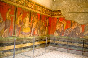 Inwijdingsrituelen van de cultus van Dionysus, fresco uit de Villa Dei Mysteri