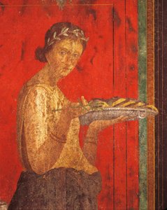 Inwijdingsrituelen van de cultus van Dionysus, fresco uit de Villa Dei Mysteri door Roman