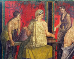 Inwijdingsrituelen van de cultus van Dionysus, fresco uit de Villa Dei Mysteri door Roman